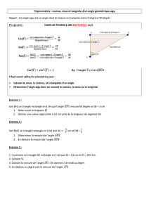 Trigonométrie : cosinus, sinus et tangente d`un angle géométrique