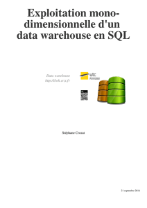 Exploitation mono-dimensionnelle d`un data warehouse en SQL