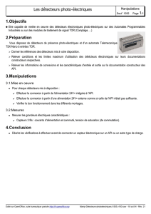 Les détecteurs photo-électriques 1.Objectifs 2.Préparation 3