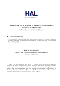 Association entre anxiété et hyperlaxité articulaire: revue de la