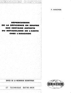 Répercussion de la déficience en soufre sur certains aspects du