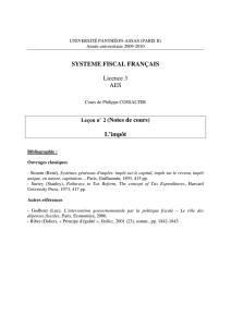 SYSTEME FISCAL FRANÇAIS Licence 3 AES Leçon n° 2 (Notes de