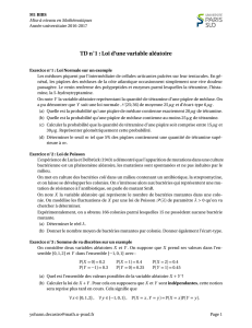 TD n  1 : Loi d`une variable aléatoire