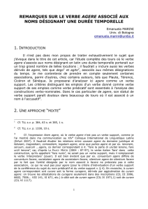 Remarques sur le verbe agere associé aux noms désignant une