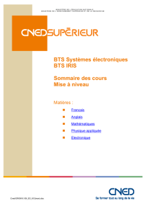 BTS Systèmes électroniques BTS IRIS Sommaire des cours