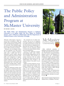 the Public Policy and administration Program at McMaster university