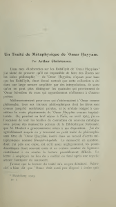Omar Khayyâm – Traité de métaphysique (trad. A. Christensen)