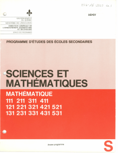 SCIENCES ET MATHÉMATIQUES