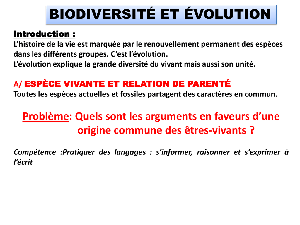 Origine Commune Des tres Vivants Origine Commune Des tres Vivants