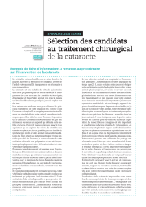 Sélection des candidats au traitement chirurgical de la cataracte