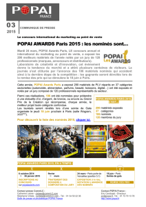 30 mars 2015 Popai Awards Paris – Bilan 2015 Popai Awards Paris
