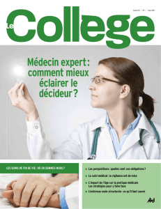 Revue Le Collège, hiver 2015 - Collège des médecins du Québec