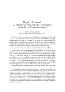 Hegel et Foucault. L`objectivité moderne de l`aliénation