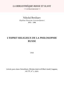 Nikolaï Berdiaev L`ESPRIT RELIGIEUX DE LA PHILOSOPHIE RUSSE