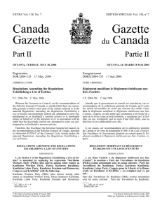 Canada Gazette Gazette du Canada