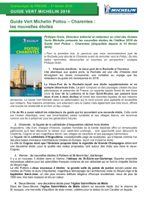 Guide Vert Michelin Poitou – Charentes : les nouvelles