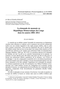 La demande de monnaie en République Démocratique du Congo