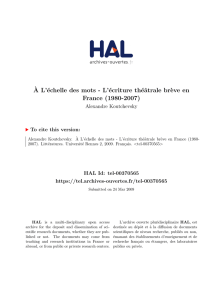 À L`échelle des mots - L`écriture théâtrale brève en France - Hal-SHS