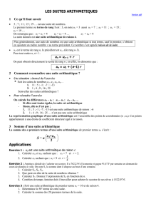 LES SUITES ARITHMETIQUES S = n u1+un 2 Applications
