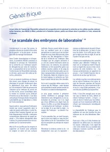 “Le scandale des embryons de laboratoire* ”