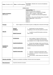 Séance 3 (durée 1h) : L`effet de serre