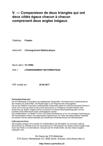 V. — Comparaison de deux triangles qui ont deux côtés égaux