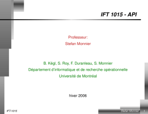 IFT 1015 - API - Département d`informatique et de recherche