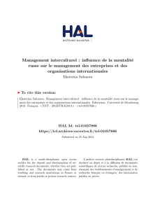 Management interculturel : influence de la mentalité russe - Hal-SHS