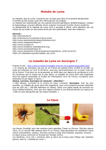 Maladie de Lyme. La maladie de Lyme en Auvergne ? La tique.