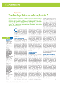 Psychiatrie - Trouble bipolaire ou schizophrénie