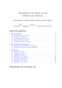 Algorithmes de tri interne (4) [tr] Méthodes par sélections