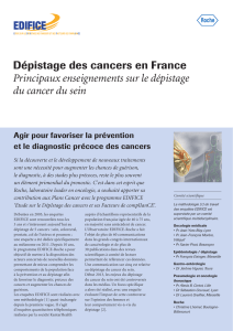 Dépistage des cancers en France Principaux enseignements sur le