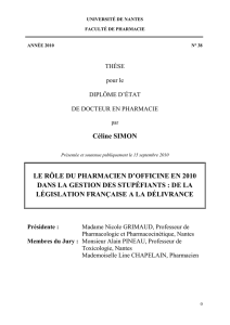 Céline SIMON LE RÔLE DU PHARMACIEN D`OFFICINE EN 2010