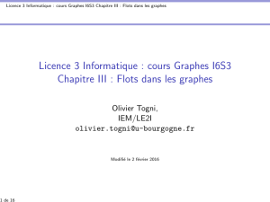 Licence 3 Informatique : cours Graphes I6S3 Chapitre III : Flots dans