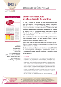 L`asthme en France en 2006 : prévalence et contrôle des symptômes