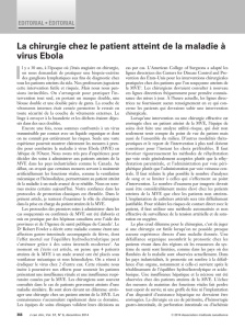 La chirurgie chez le patient atteint de la maladie à virus Ebola Il