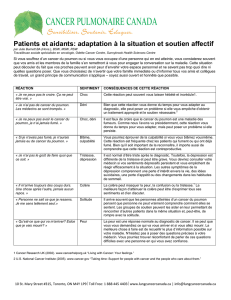 Patients et aidants: adaptation à la situation et soutien affectif