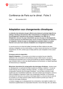 Conférence de Paris sur le climat : Fiche 3 Adaptation