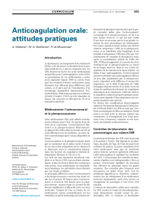 Anticoagulation orale: attitudes pratiques
