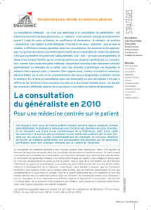 La consultation du généraliste en 2010. Pour une médecine centrée