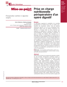 Prise en charge nutritionnelle périopératoire d`un opéré digestif
