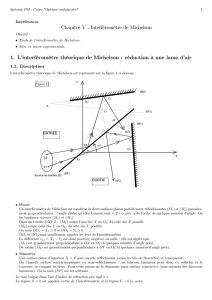 Chapitre V : Interféromètre de Michelson 1. L`interféromètre