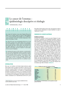 Le cancer de l estomac : épidémiologie descriptive et