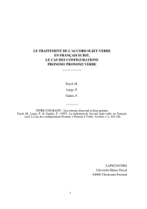 le traitement de l`accord sujet-verbe en français ecrit, le