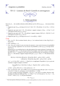 Intégration et probabilités TD 12 – Lemmes de Borel–Cantelli et