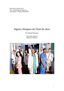 Signes cliniques de l`état de choc - Cours L3 Bichat 2012-2013