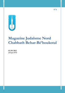 Magazine Judaïsme Nord Chabbath Behar