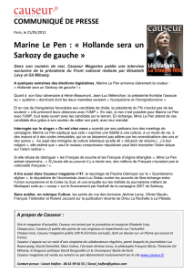 Marine Le Pen : « Hollande sera un Sarkozy de gauche