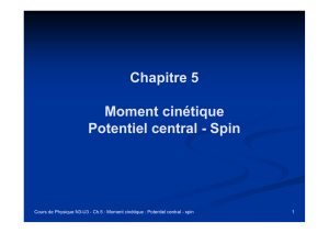 Chapitre 5 Moment cinétique Potentiel central - Spin