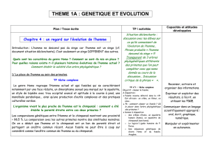 THEME 1A : GENETIQUE ET EVOLUTION